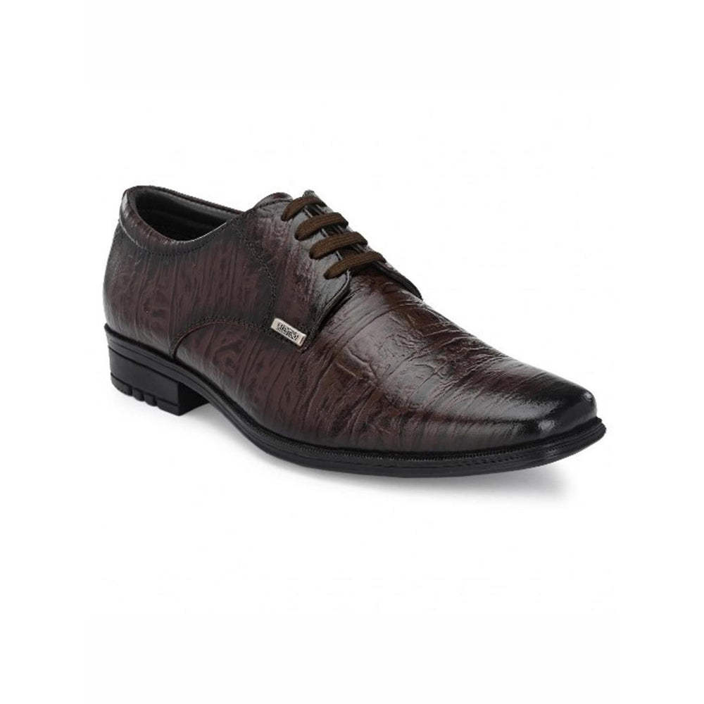 Valentino Men Premium Leather Brown Lace-Up Formal Derby Shoes