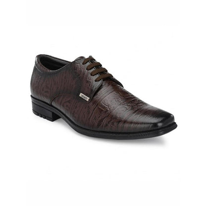 Valentino Men Premium Leather Brown Lace-Up Formal Derby Shoes