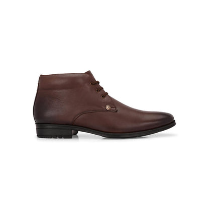 Valentino Men Premium Leather Brown Lace-Up Ankle Boots
