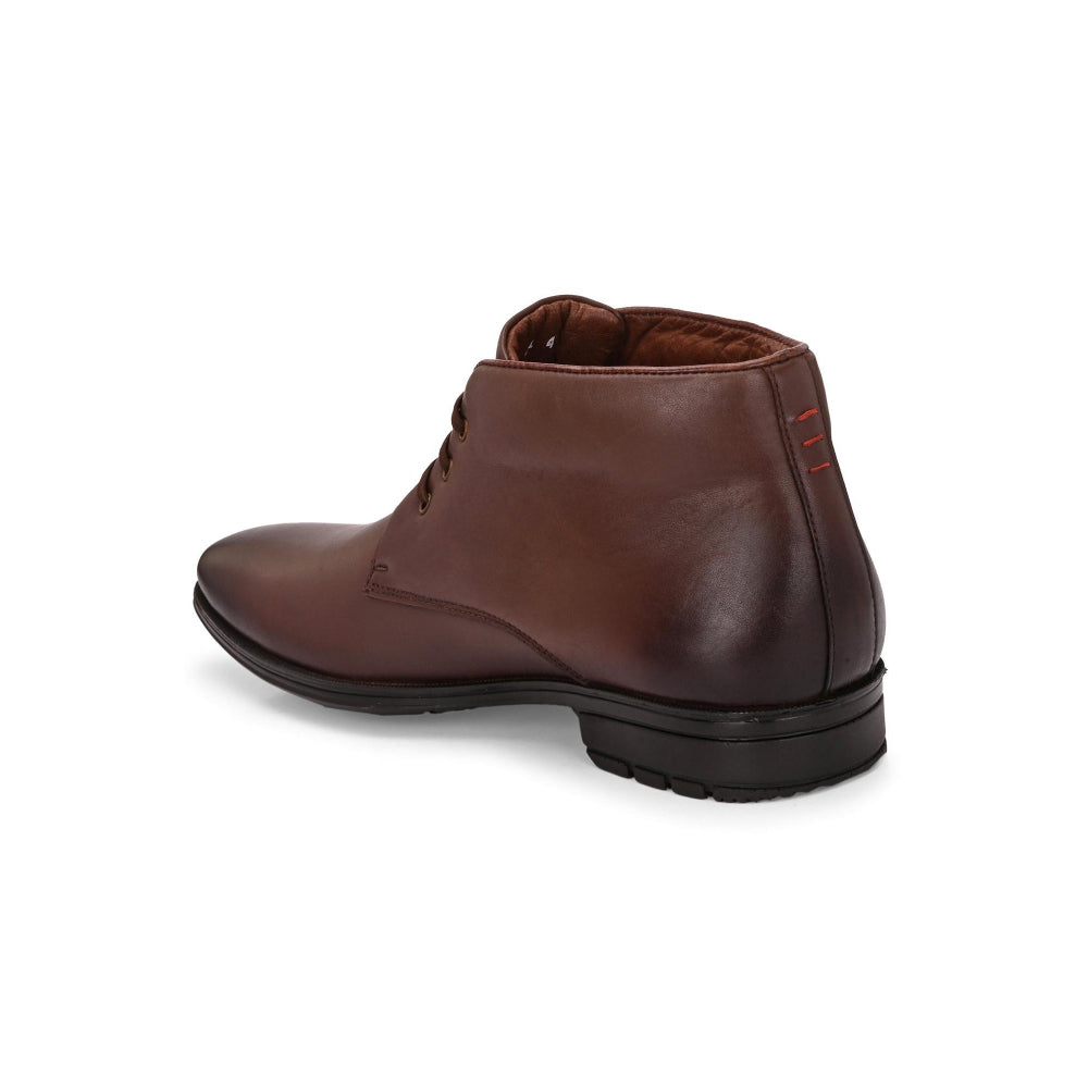 Valentino Men Premium Leather Brown Lace-Up Ankle Boots