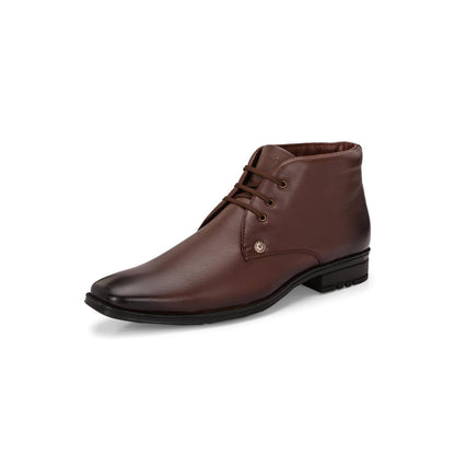 Valentino Men Premium Leather Brown Lace-Up Ankle Boots