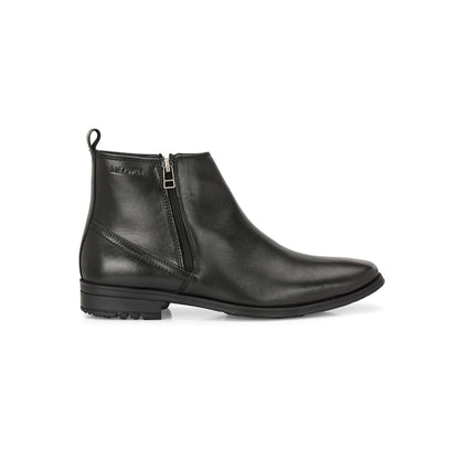 Valentino Men Premium Leather Black Formal Ankle Zipper Boot