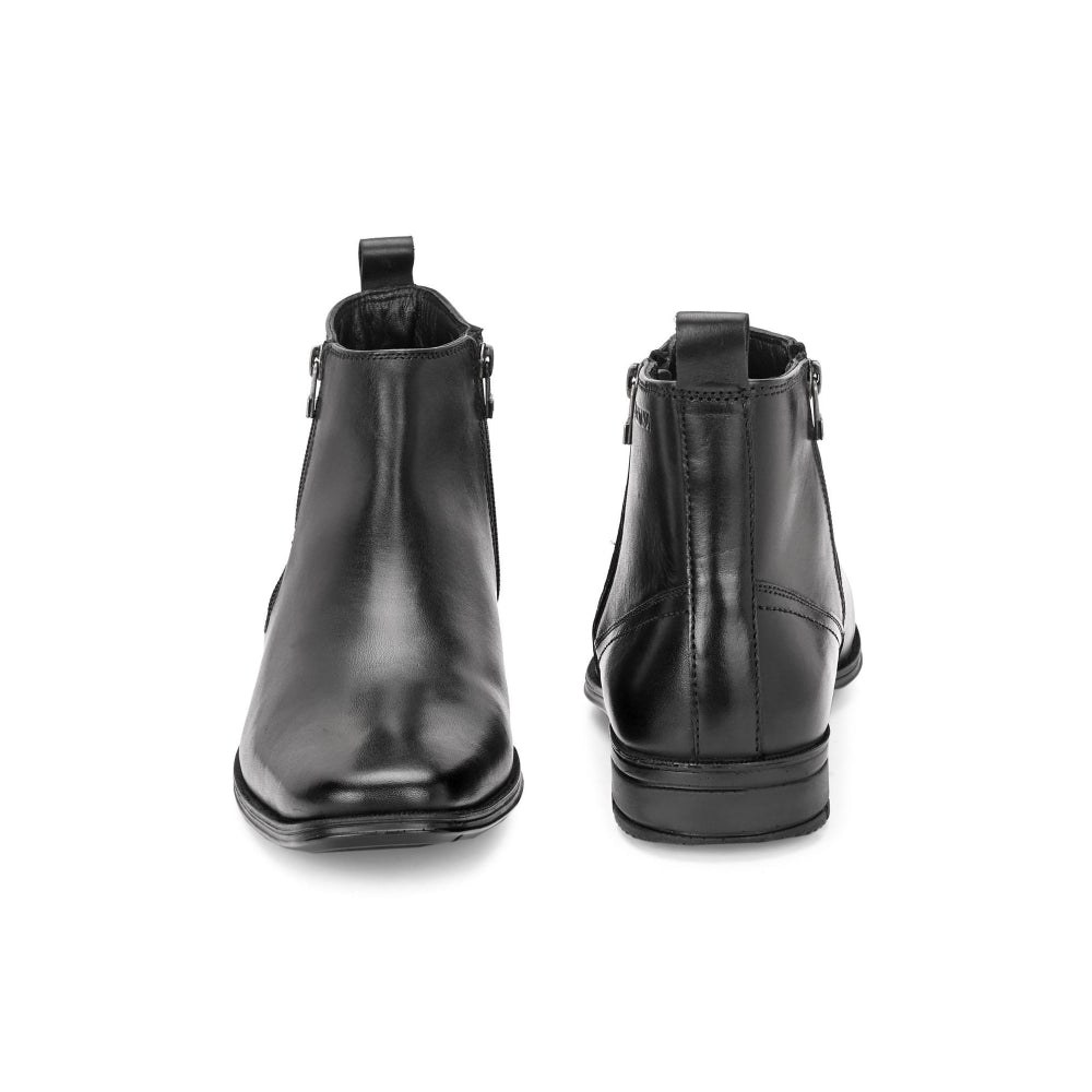Valentino Men Premium Leather Black Formal Ankle Zipper Boot