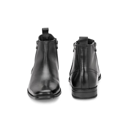 Valentino Men Premium Leather Black Formal Ankle Zipper Boot