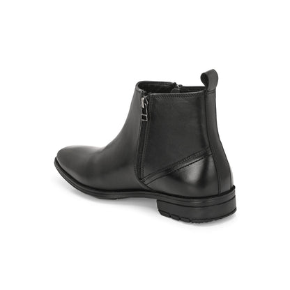 Valentino Men Premium Leather Black Formal Ankle Zipper Boot