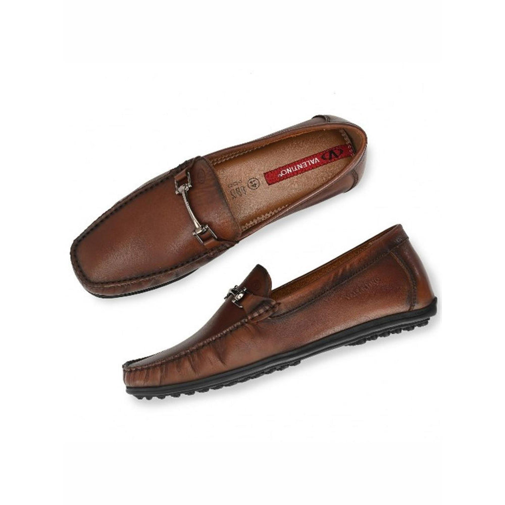 Valentino Men Premium Leather Light Brown Slip on Loafer