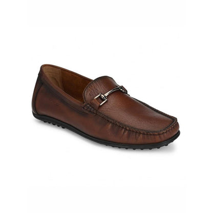 Valentino Men Premium Leather Light Brown Slip on Loafer