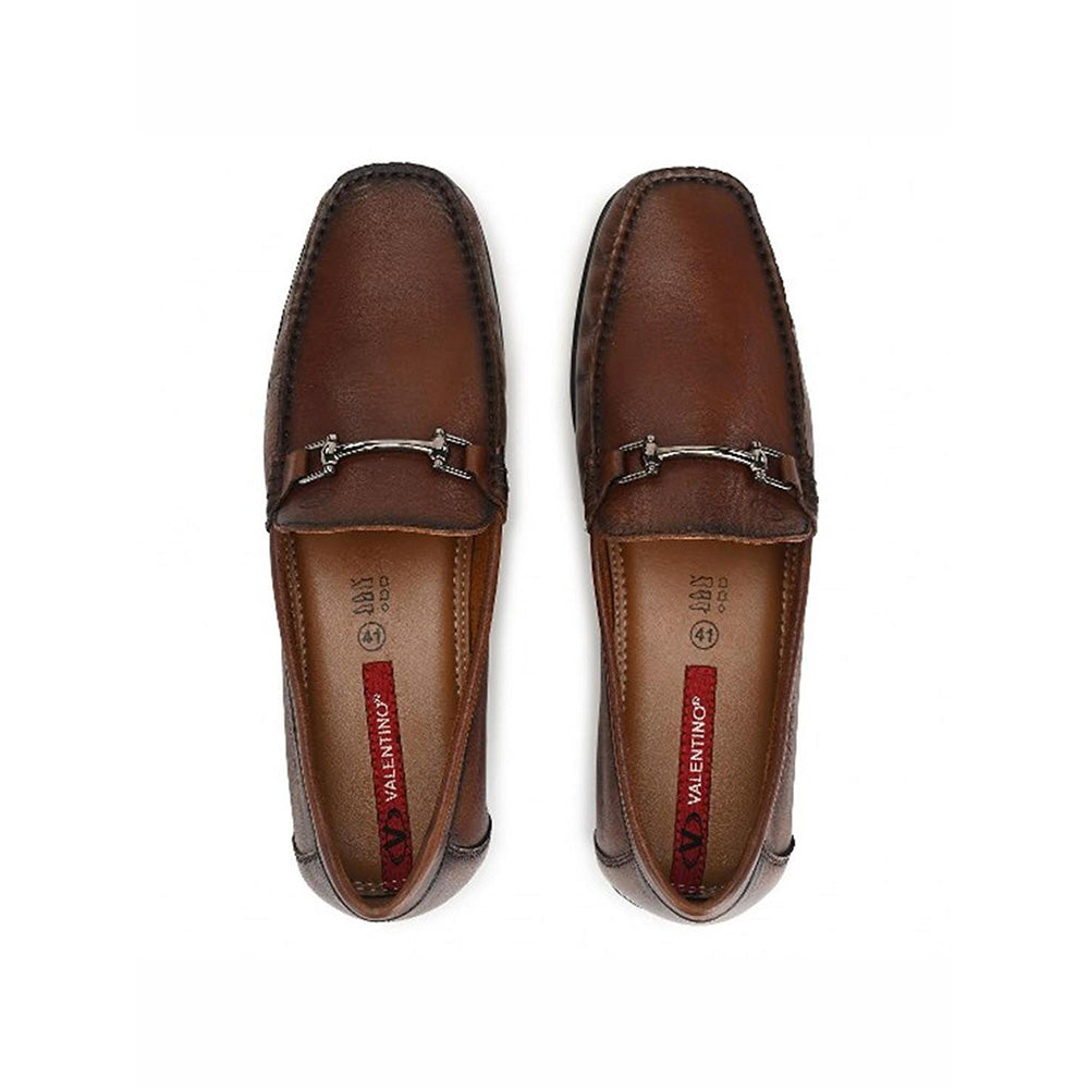 Valentino Men Premium Leather Light Brown Slip on Loafer