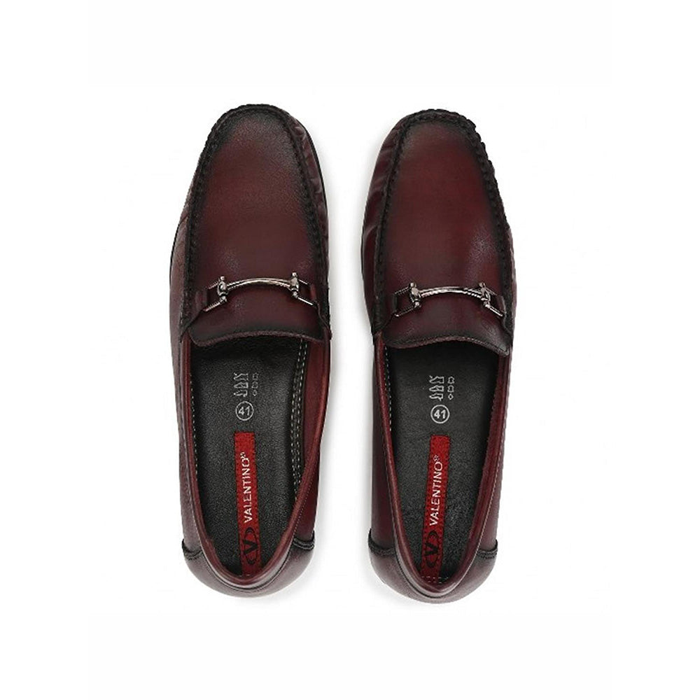 Valentino Men Premium Leather Bordo Slip on Loafer