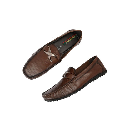 Valentino Men Premium Leather Brown Slip On Loafer