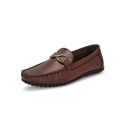 Valentino Men Premium Leather Brown Slip On Loafer