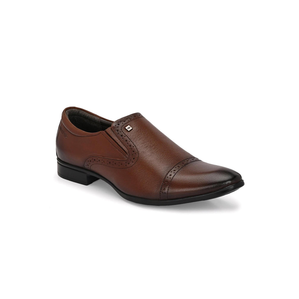 Valentino Men Premium Leather Mocca Slip-On Formal Loafer Shoes