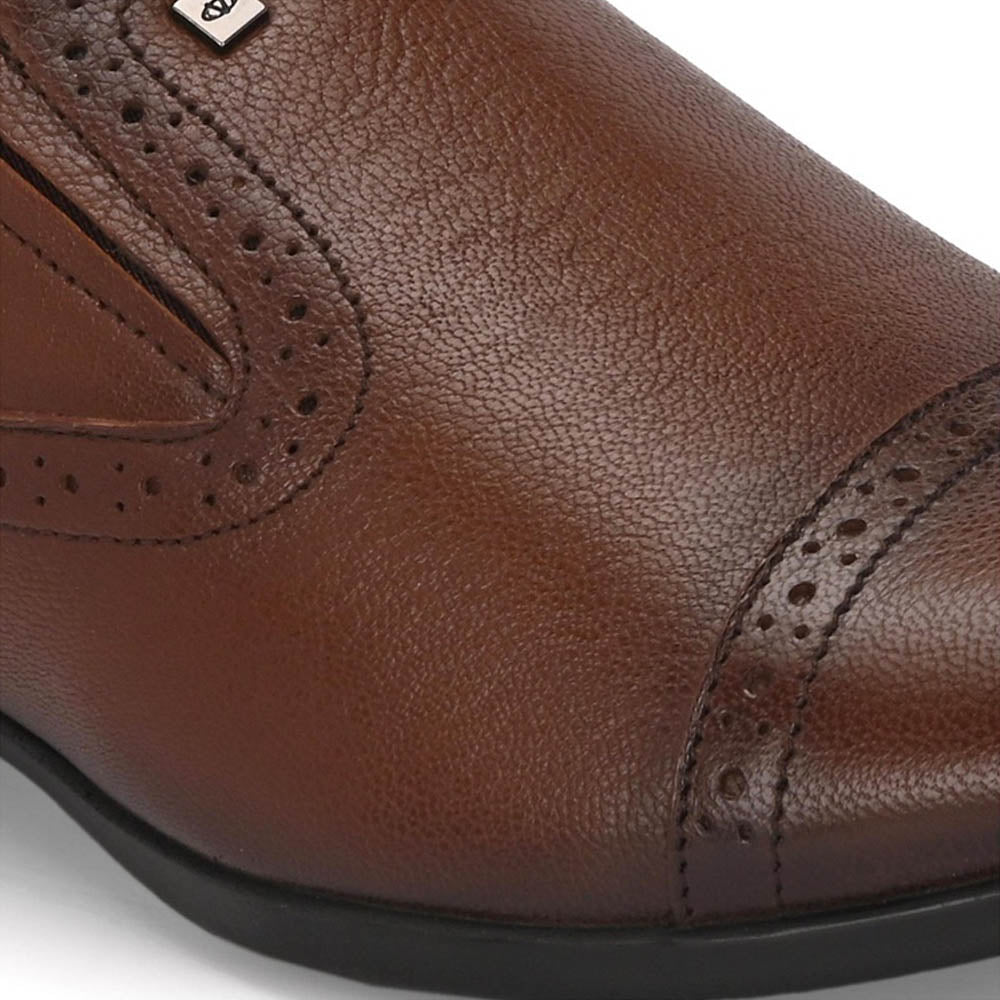 Valentino Men Premium Leather Mocca Slip-On Formal Loafer Shoes