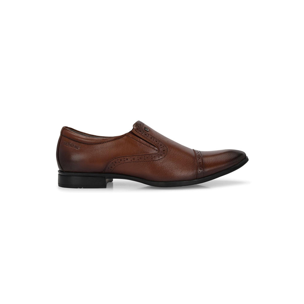 Valentino Men Premium Leather Mocca Slip-On Formal Loafer Shoes