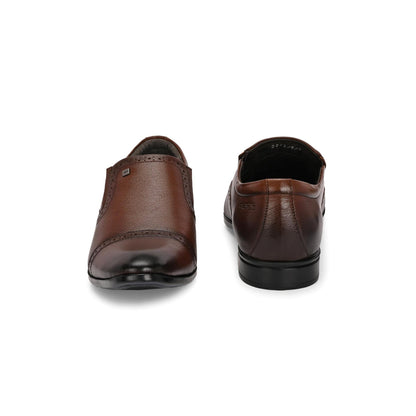 Valentino Men Premium Leather Mocca Slip-On Formal Loafer Shoes
