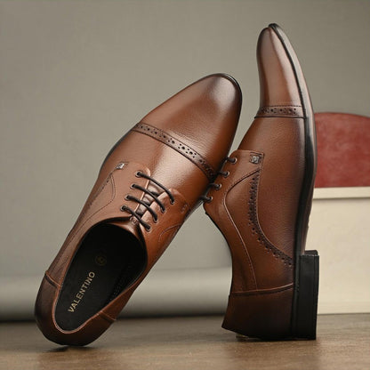 Valentino Men Premium Leather Lace-Up Formal Derby Shoes