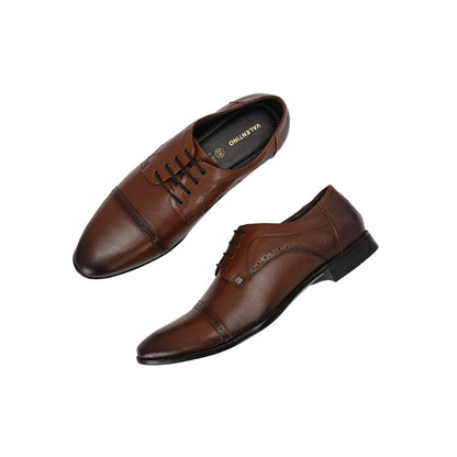 Valentino Men Premium Leather Lace-Up Formal Derby Shoes