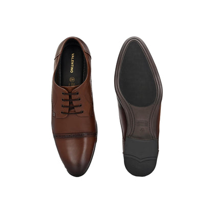 Valentino Men Premium Leather Lace-Up Formal Derby Shoes
