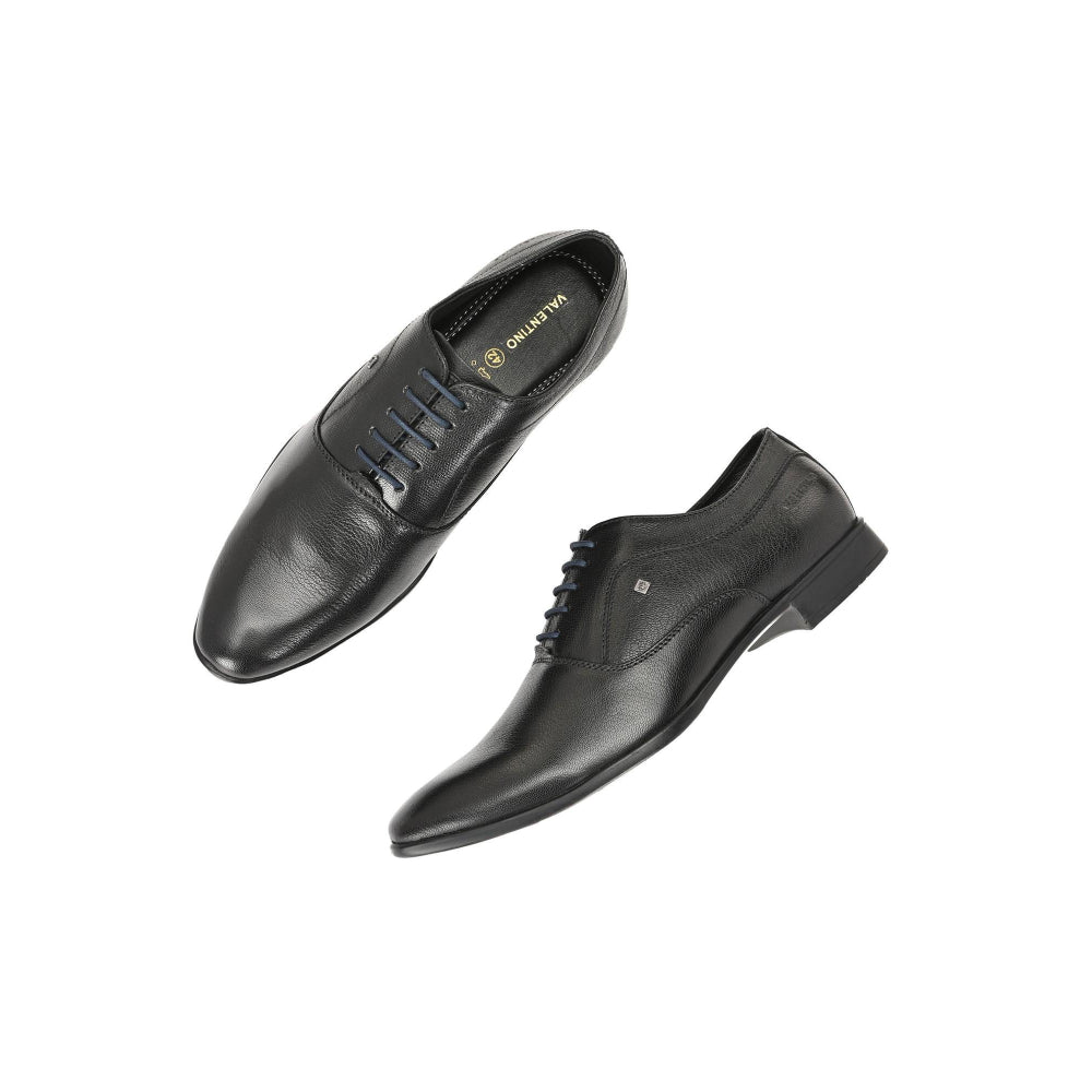 Valentino Men Premium Leather Black Lace Up Formal Oxford Shoes