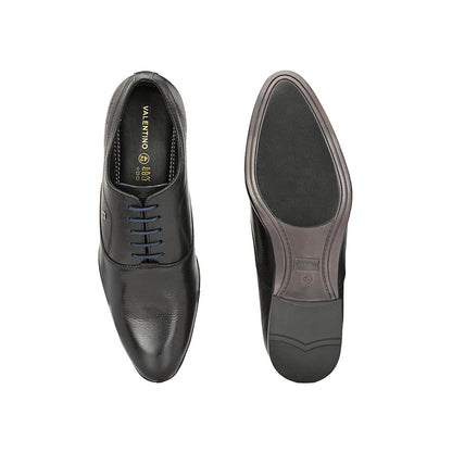 Valentino Men Premium Leather Black Lace Up Formal Oxford Shoes