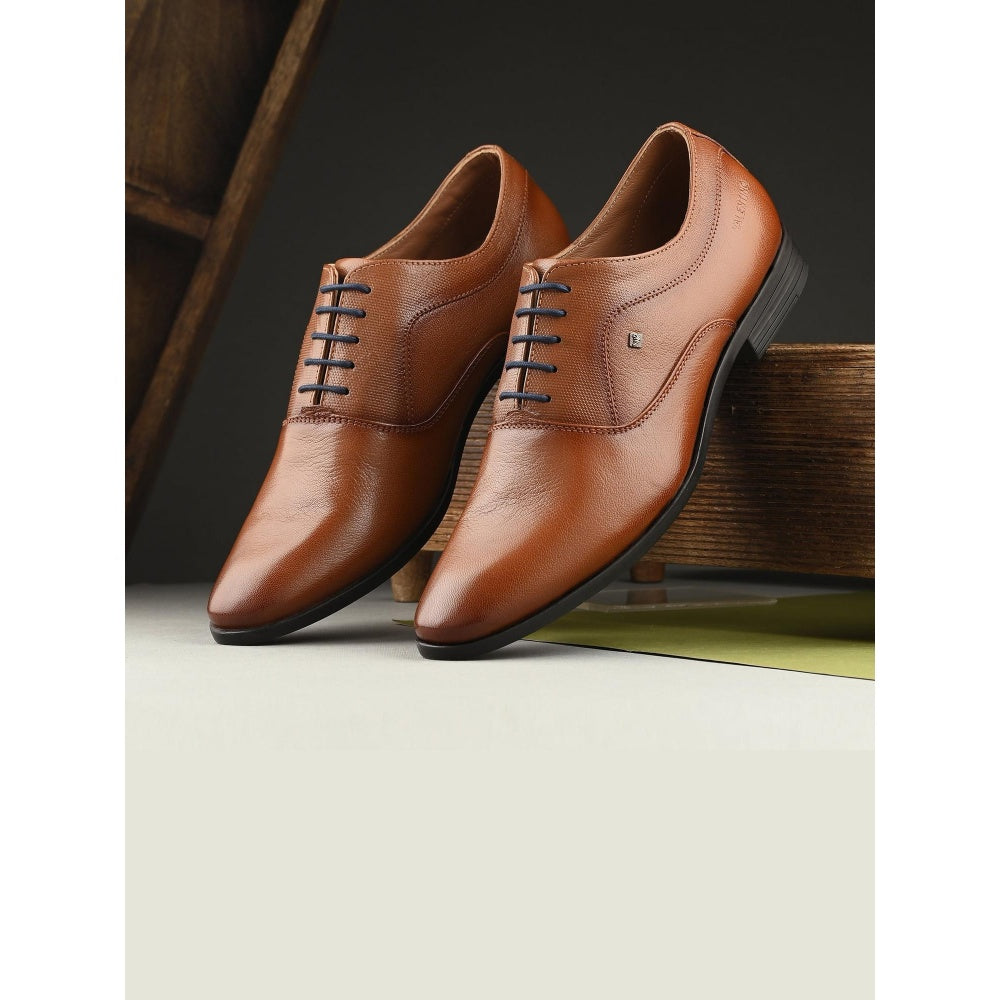 Valentino Men Premium Leather Tan Lace Up Formal Oxford Shoes
