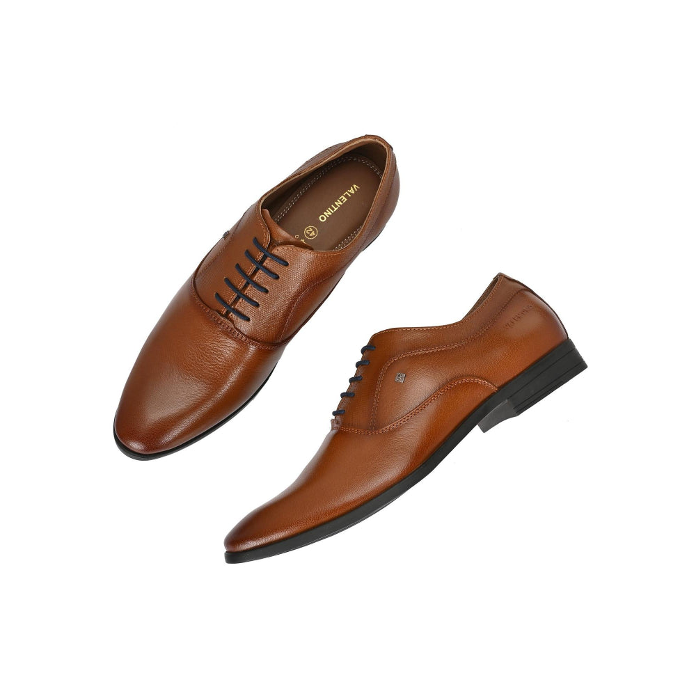Valentino Men Premium Leather Tan Lace Up Formal Oxford Shoes