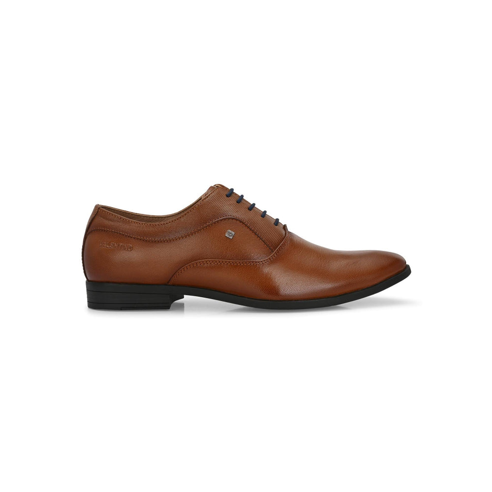 Valentino Men Premium Leather Tan Lace Up Formal Oxford Shoes