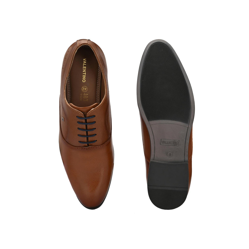 Valentino Men Premium Leather Tan Lace Up Formal Oxford Shoes