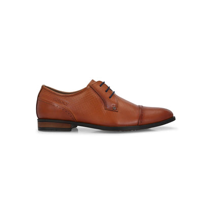 Valentino Men Premium Leather Cognac Lace-Up Formal Derby Shoes