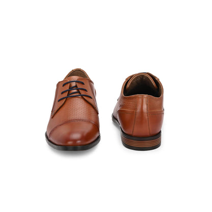 Valentino Men Premium Leather Cognac Lace-Up Formal Derby Shoes