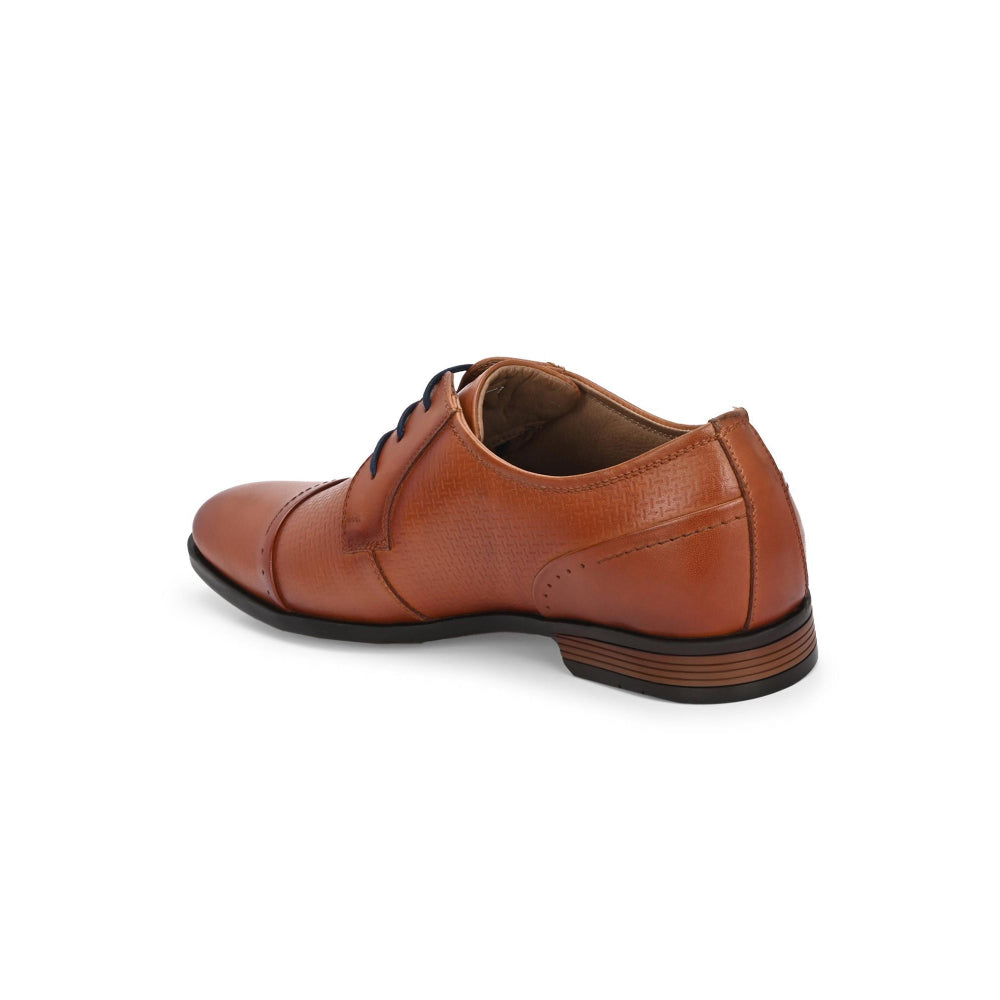 Valentino Men Premium Leather Cognac Lace-Up Formal Derby Shoes