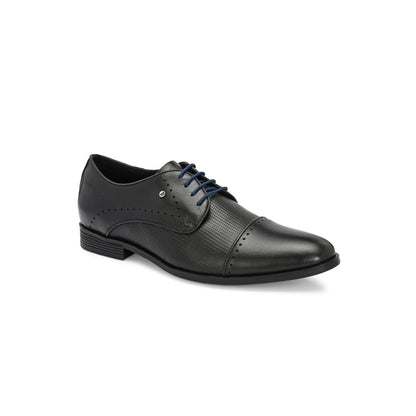 Valentino Men Premium Leather Black Cap Toe Formal Shoes