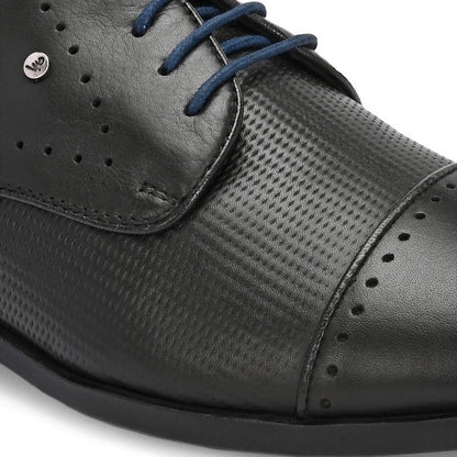 Valentino Men Premium Leather Black Cap Toe Formal Shoes