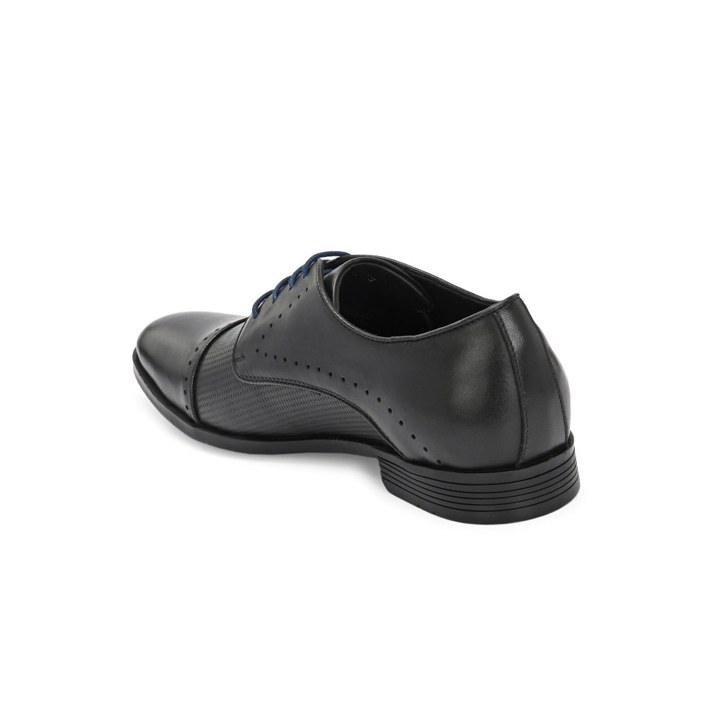 Valentino Men Premium Leather Black Cap Toe Formal Shoes
