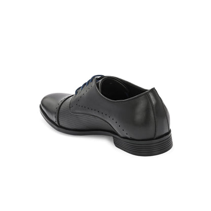 Valentino Men Premium Leather Black Cap Toe Formal Shoes
