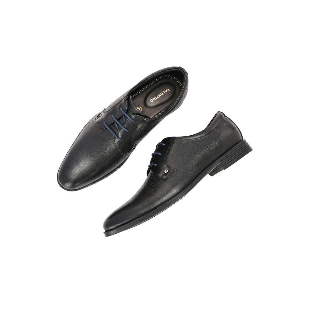Valentino Men Premium Leather Black Lace-Up Formal Shoes