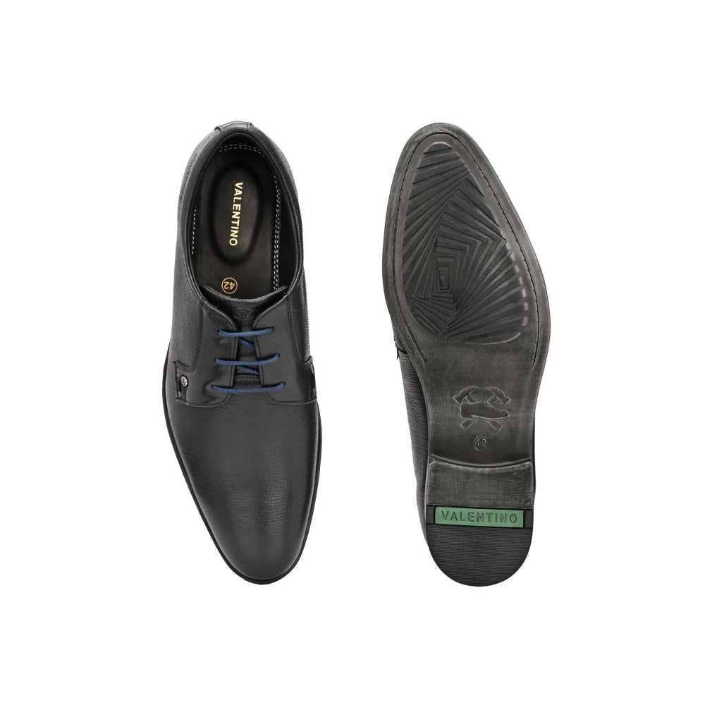 Valentino Men Premium Leather Black Lace-Up Formal Shoes