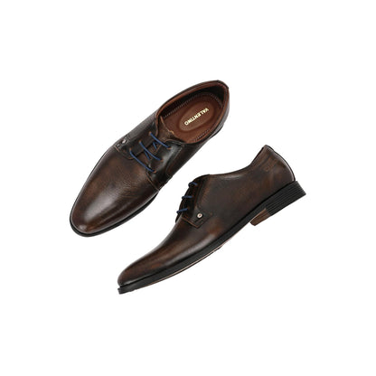 Valentino Men Premium Leather Pine Lace-Up Formal Shoes
