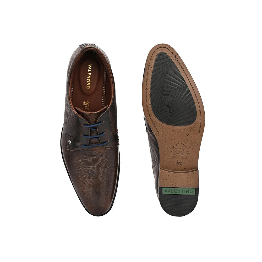 Valentino Men Premium Leather Pine Lace-Up Formal Shoes
