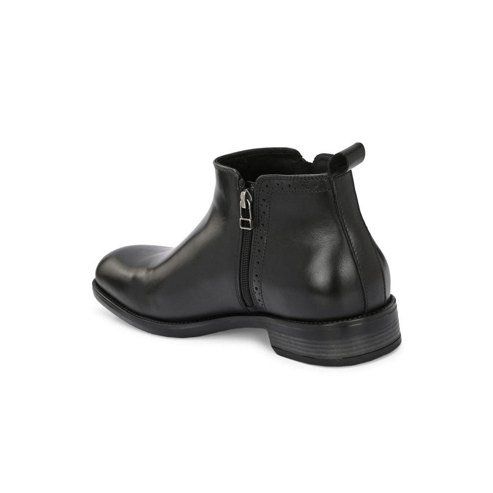 Valentino Men Premium Leather Ankle Side Zipper Boot