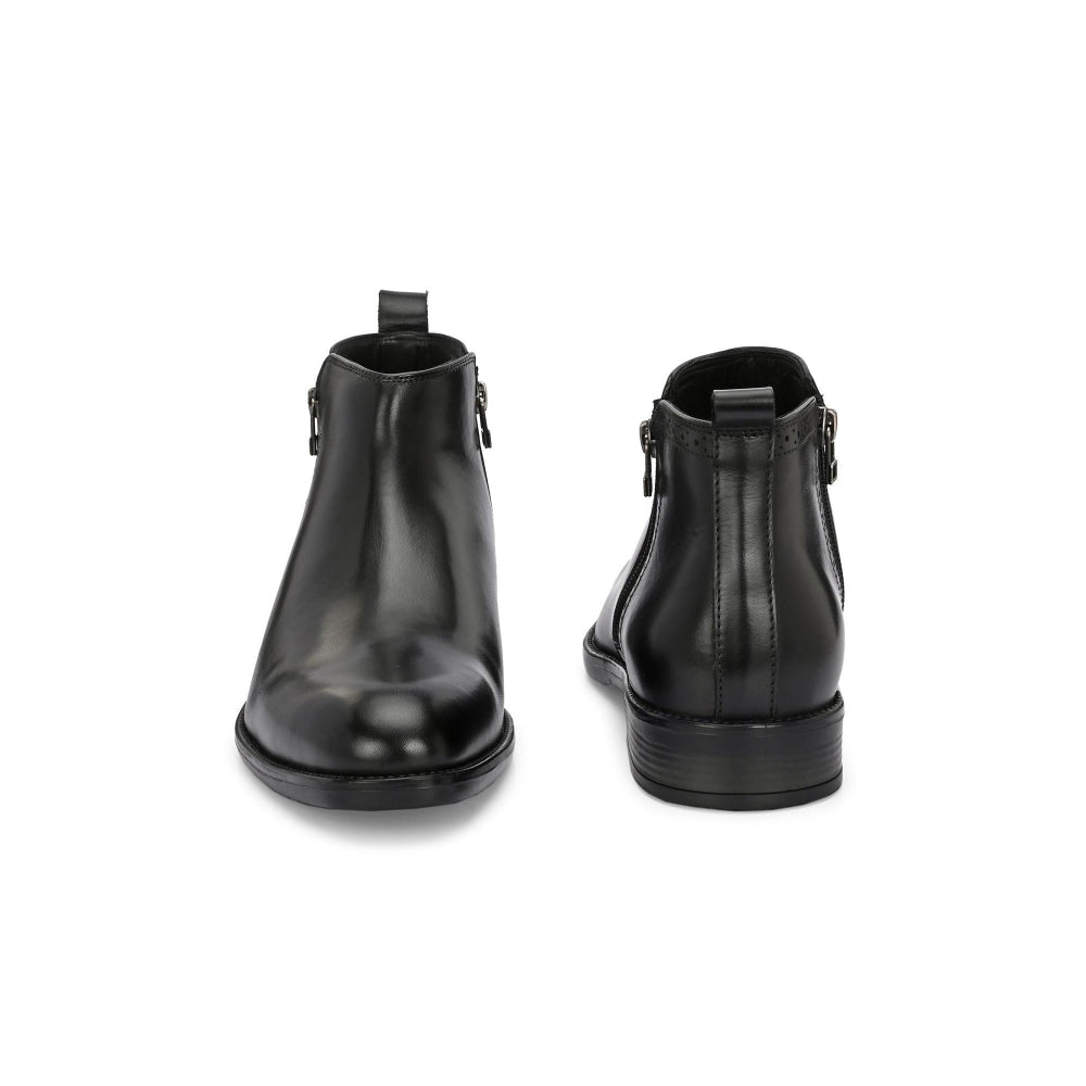 Valentino Men Premium Leather Ankle Side Zipper Boot