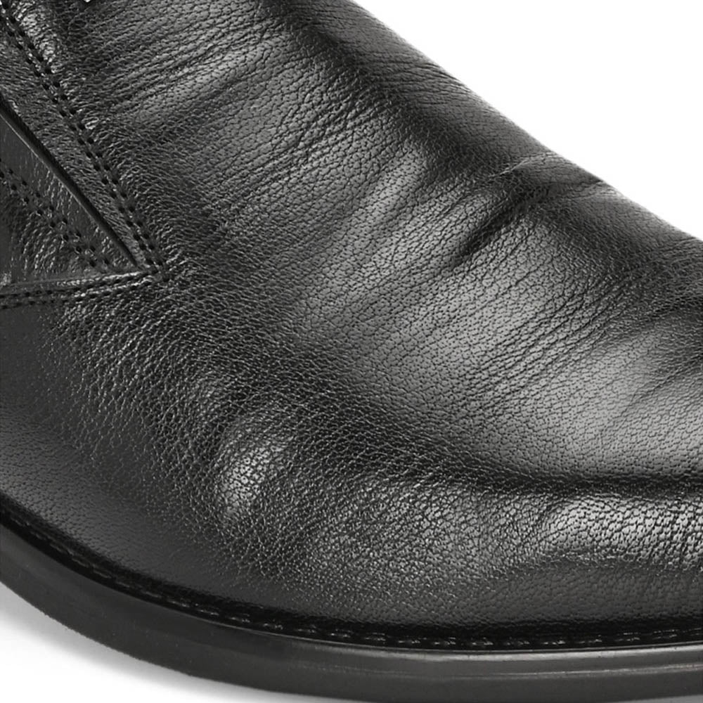Valentino Men Premium Leather Black Slip-On Formal Loafer Shoes