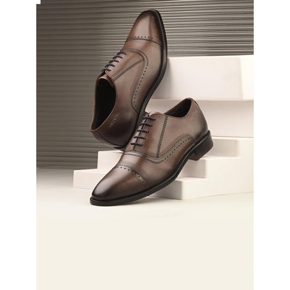 Valentino Men Premium Leather Brown Lace-Up Formal Derby Shoes
