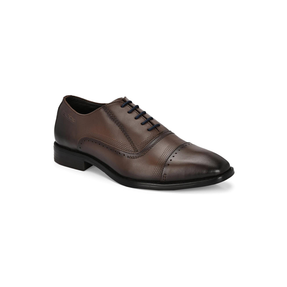 Valentino Men Premium Leather Brown Lace-Up Formal Derby Shoes