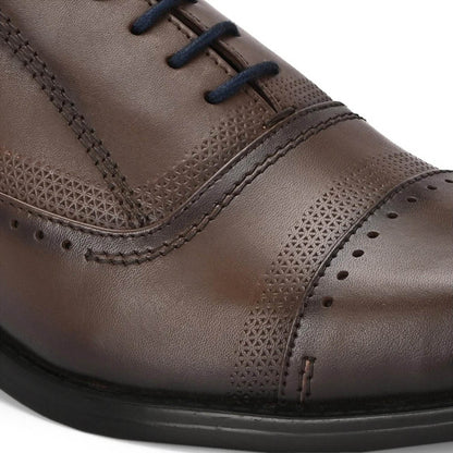 Valentino Men Premium Leather Brown Lace-Up Formal Derby Shoes