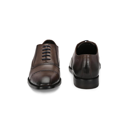 Valentino Men Premium Leather Brown Lace-Up Formal Derby Shoes