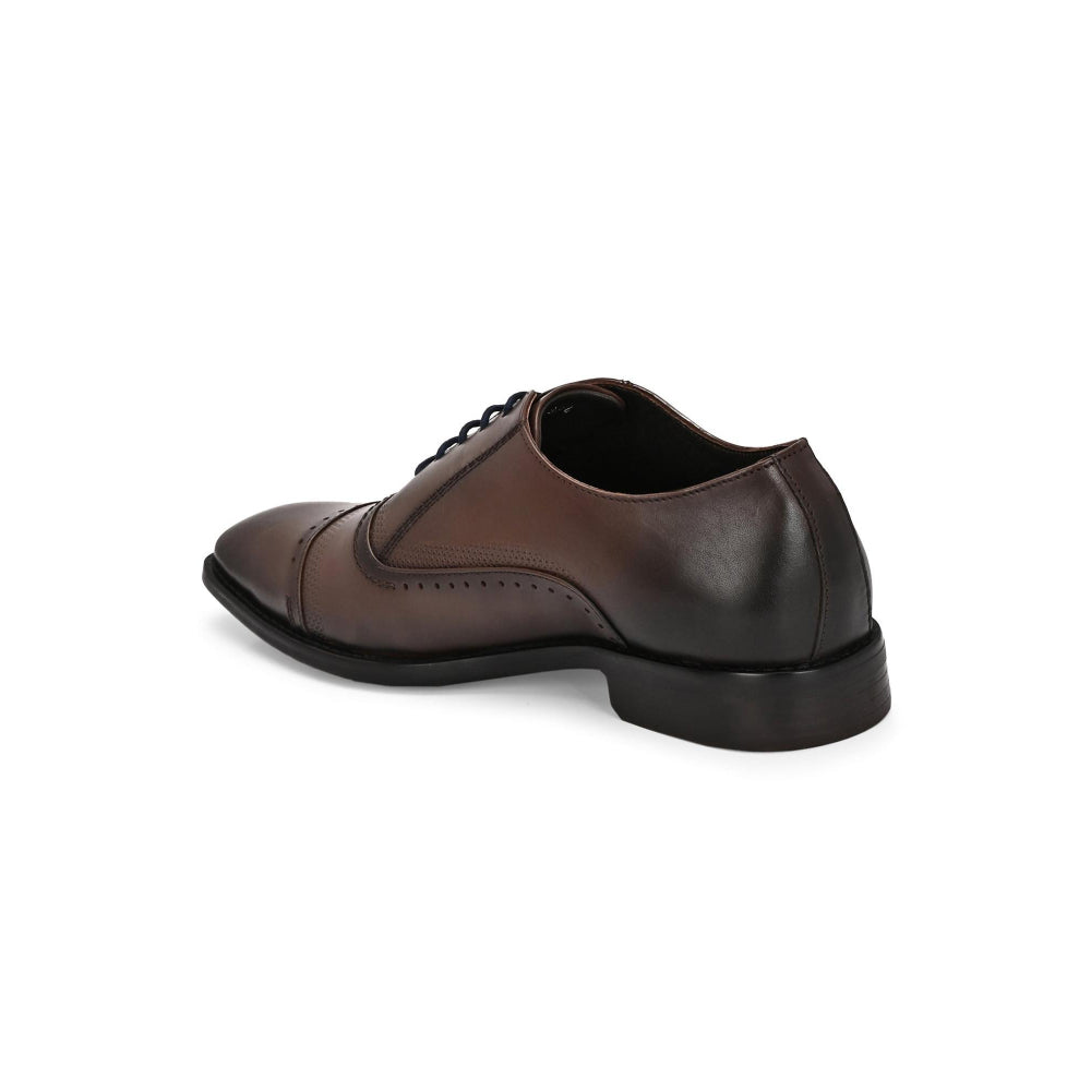 Valentino Men Premium Leather Brown Lace-Up Formal Derby Shoes