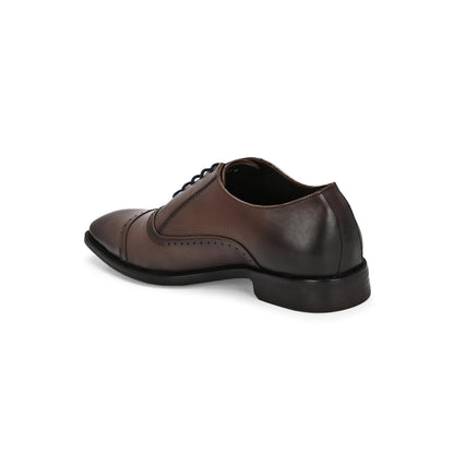Valentino Men Premium Leather Brown Lace-Up Formal Derby Shoes