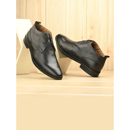 Valentino Men Premium Leather Black Lace-Up Formal Derby Shoes