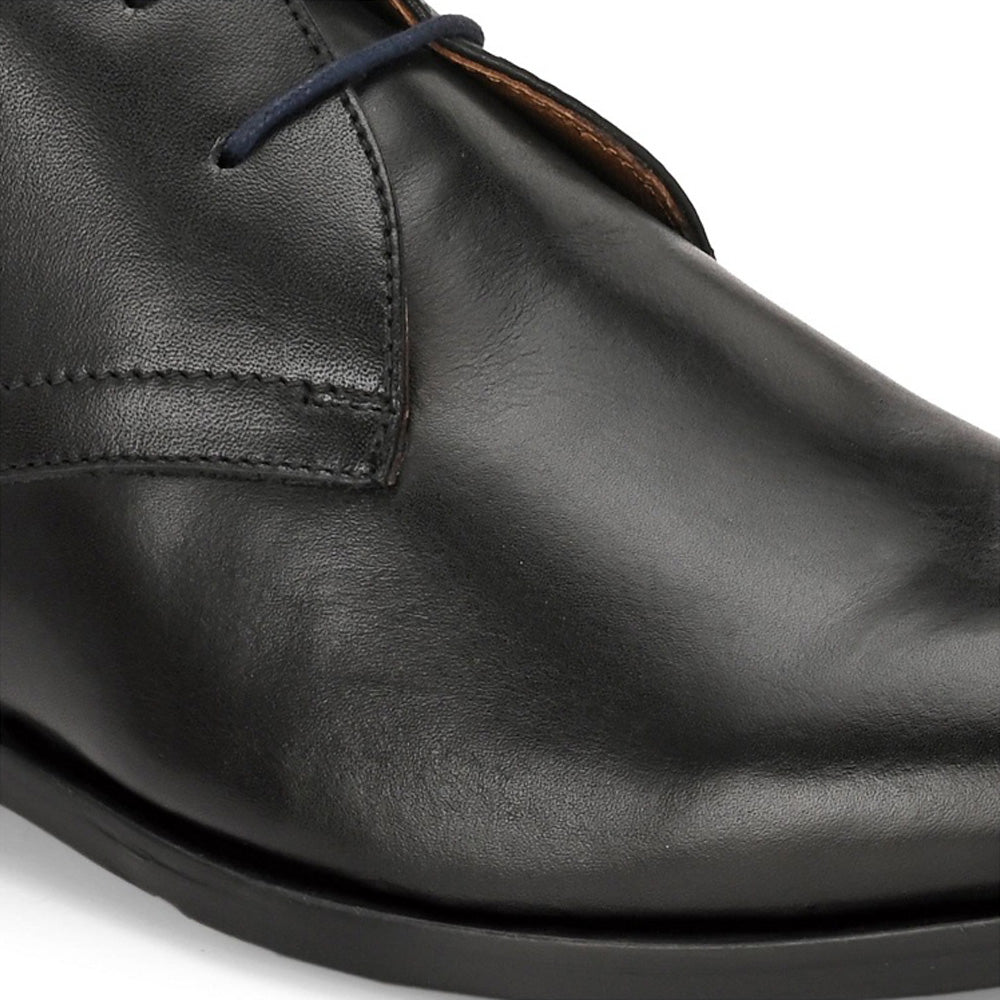 Valentino Men Premium Leather Black Lace-Up Formal Derby Shoes